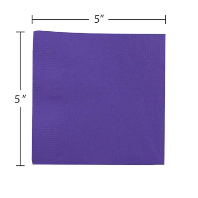 JAM Paper Beverage Napkin, 2-ply, Purple, 50 Napkins/Pack (5255620727)