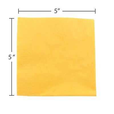 JAM Paper Beverage Napkin, 2-ply, Yellow, 50 Napkins/Pack (255621944)