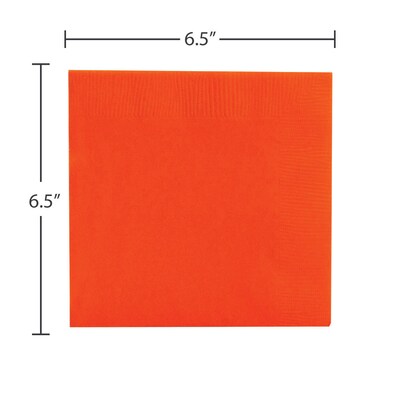 JAM Paper® Medium Lunch Napkins, 6 1/2 x 6 1/2, Orange, 50/Pack (6255620726)