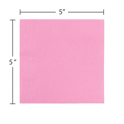 JAM Paper Beverage Napkin, 2-ply, Baby Pink, 50 Napkins/Pack (5255620713)