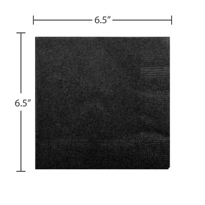 JAM Paper® Medium Lunch Napkins, 6 1/2 x 6 1/2, Black, 600/Box (6255620716b)