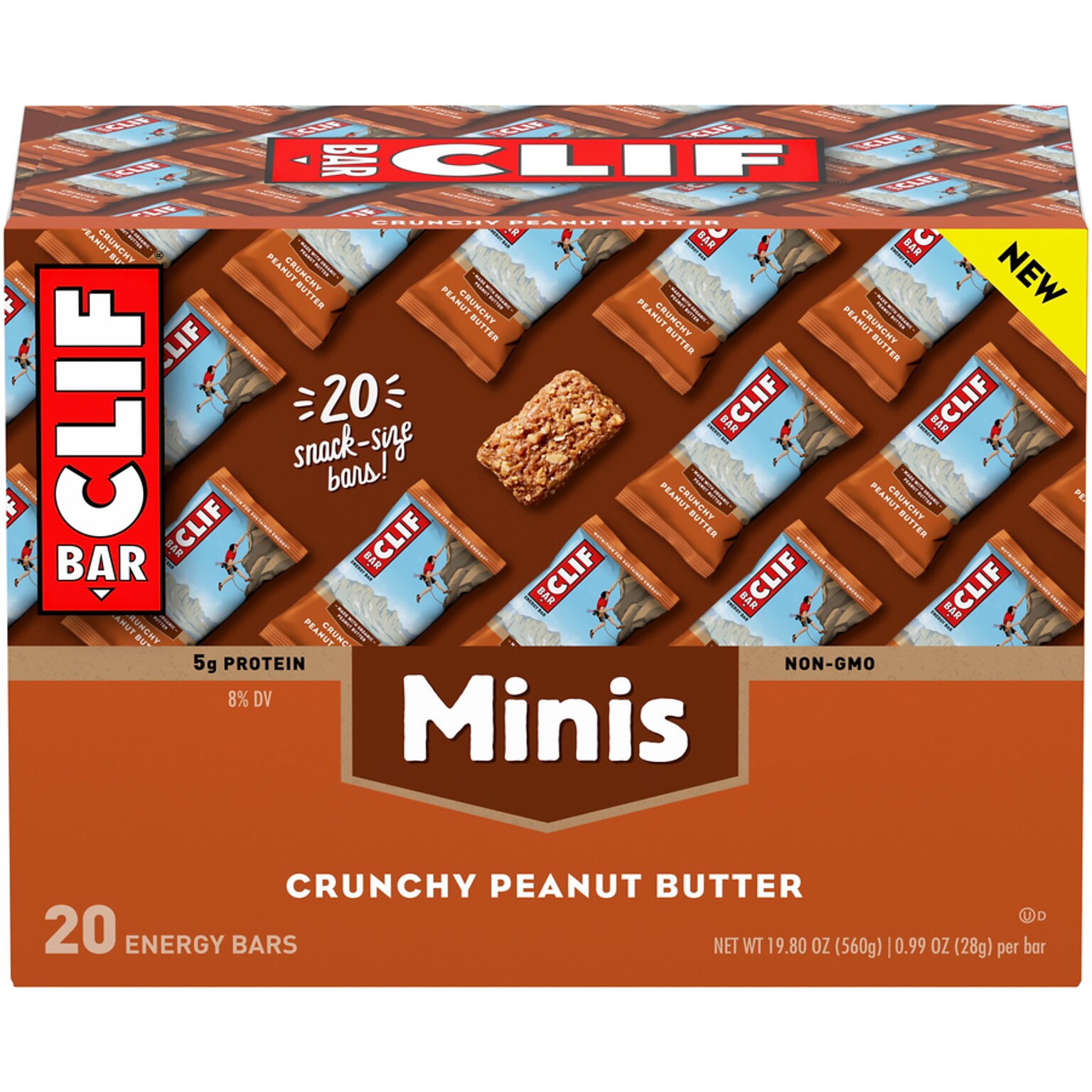 Clif Minis Crunchy Peanut Butter Energy Bar, 19.80 oz., 20 Bars/Box (CCC36412)