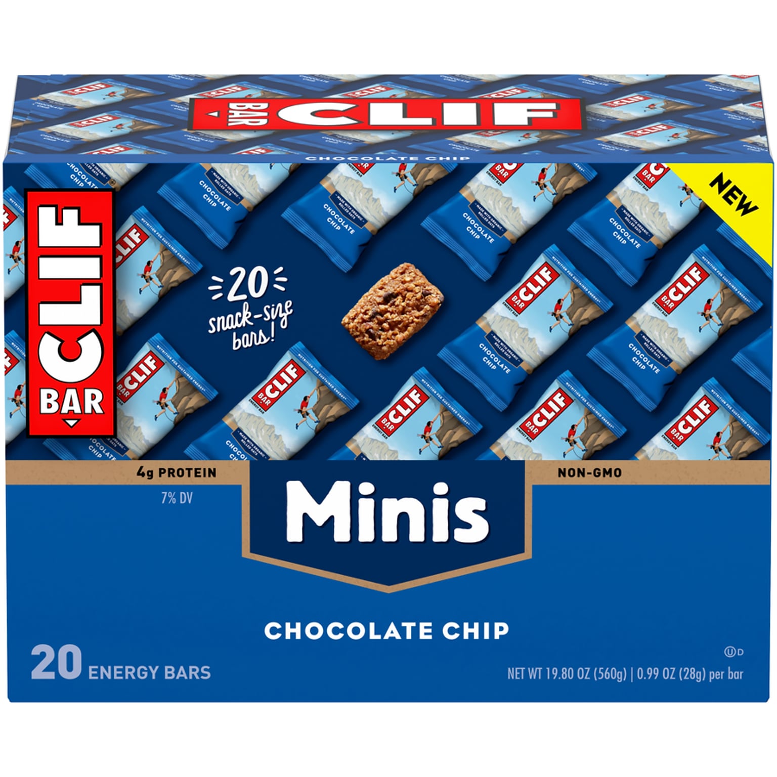 Clif Mini Energy Bars, Chocolate Chip, 1.0 oz., 20/Box (CCC37654)