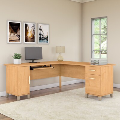 Bush Furniture Somerset 72"W L Shaped Desk with Storage, Maple Cross (WC81410K)