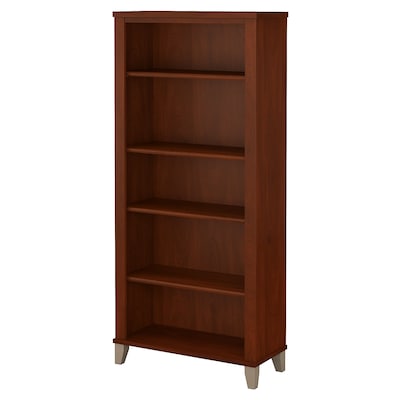 Bush Furniture Somerset 65.21 5-Shelf Bookcase with Adjustable Shelves, Hansen Cherry Laminate (WC8