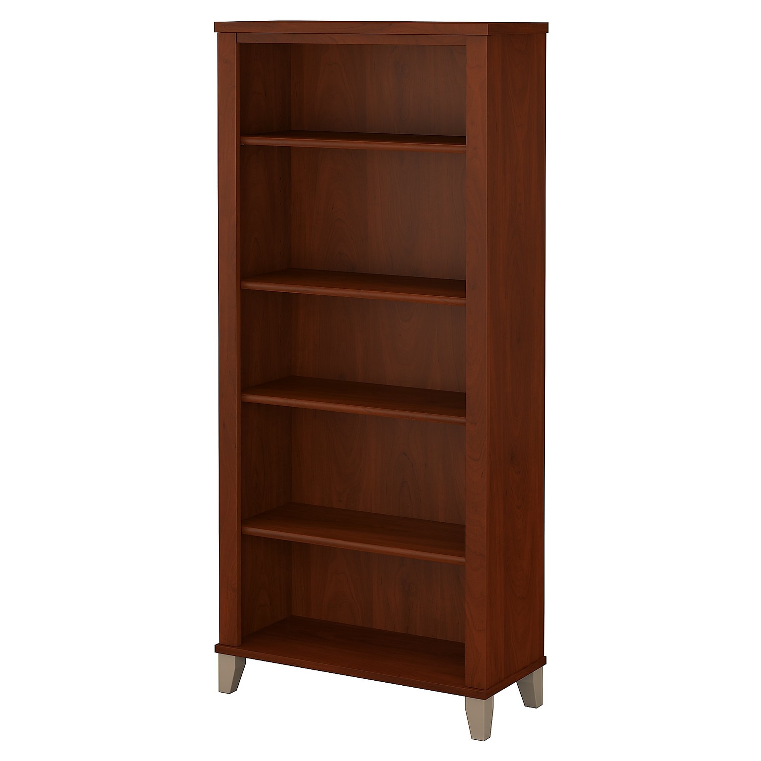Bush Furniture Somerset 65.21 5-Shelf Bookcase with Adjustable Shelves, Hansen Cherry Laminate (WC81765)