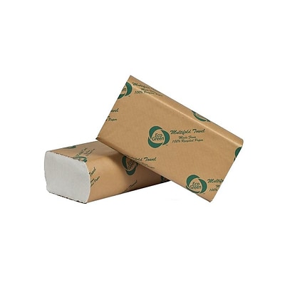Eco Green Multifold Paper Towels, 1-Ply, 250 Sheets/Pack, 16 Packs/Carton (EW416)