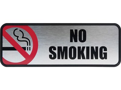 Cosco® No Smoking Wall Sign, Silver/Red (098207)