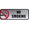Cosco® Brushed Metal Policy Signs, No Smoking Wall Sign, 3x9, Silver/Red (098207)