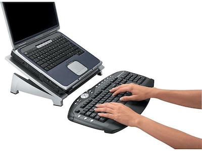 Fellowes Office Suites 15.06"W x 10.5"D Plastic Laptop Riser, Black/Silver (8032001)