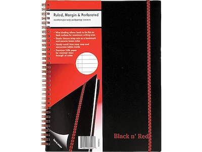 ACCO Black n Red 1-Subject Professional Notebooks, 8.5 x 11, Wide Ruled, 70 Sheets, Black (K66652