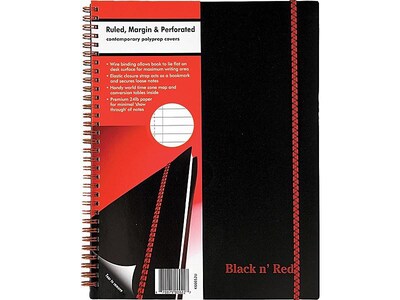 ACCO Black n Red 1-Subject Professional Notebooks, 8.5 x 11, Wide Ruled, 70 Sheets, Black (K66652