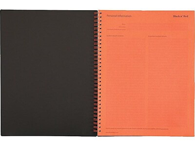 Oxford Black n' Red 1-Subject Professional Notebook, 8.5" x 11", Wide Ruled, 70 Sheets, Black (K66652)