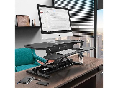 VersaDesk PowerPro 36"W Electric Adjustable Standing Desk Converter, Black (SP7643624-00-01)