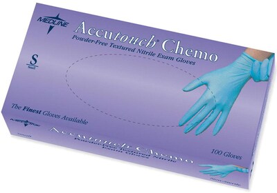 Medline Accutouch Powder-Free Blue Nitrile Exam Gloves, Small, 1000/Pack (MDS192084)