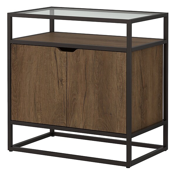 Bush Furniture Anthropology 30H Small Storage Cabinet with Doors, Rustic Brown Embossed (ATS130RB-03)