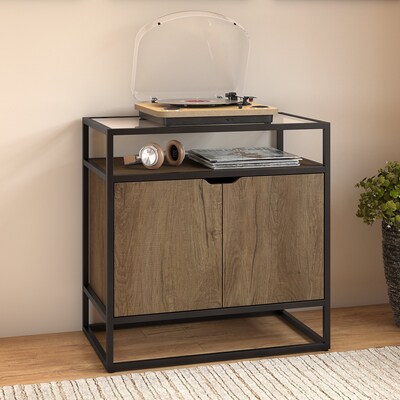 Bush Furniture Anthropology 30"H Small Storage Cabinet with Doors, Rustic Brown Embossed (ATS130RB-03)