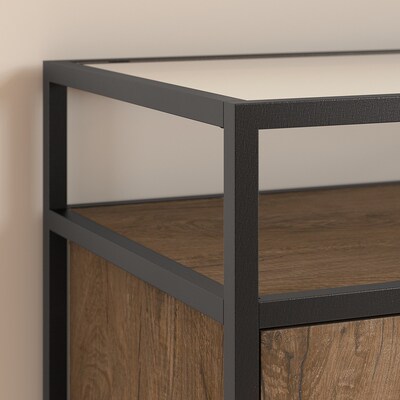 Bush Furniture Anthropology 30"H Small Storage Cabinet with Doors, Rustic Brown Embossed (ATS130RB-03)