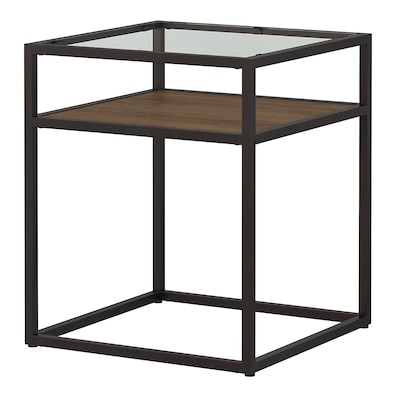 Bush Furniture Anthropology Glass Top End Table, Rustic Brown Embossed (ATT120RB-03)