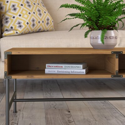 kathy ireland® Home by Bush Furniture Ironworks Coffee Table, Vintage Golden Pine (KI50111-03)