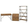 kathy ireland® Home by Bush Furniture Ironworks 48W Writing Desk with Lateral File and Bookcase, Vintage Golden Pine (IW009VG)