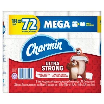 QuillPLUS Charmin Ultra Strong Toilet Paper, 18 Mega Rolls