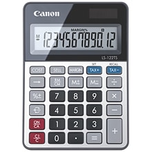 Canon 12-Digit Battery & Solar Desktop Calculator, Silver (LS-122TS)