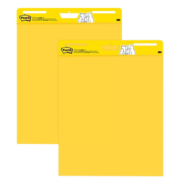 Post-it® Super Sticky Easel Pad, 25 x 30, Bright Yellow, 2 Pads (559YW-2PK)