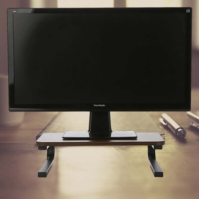 Mind Reader Wood Top Monitor Stand, Sturdy Laptop Riser, Desktop Stand, Desktop Monitor Stand Organizer, Brown (WOODMON-BRN)