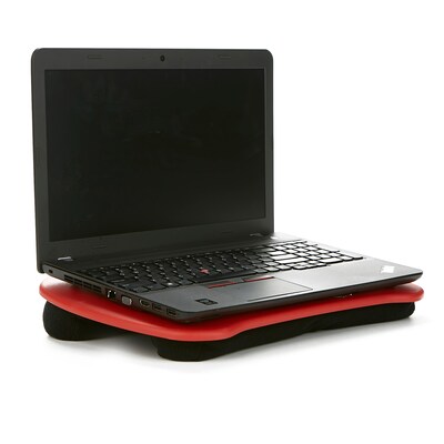 Mind Reader Portable Laptop Lap Desk with Handle, Monitor Holder, Laptop Holder, Built-in Cushion for Comfort, Red (LPTPDSK-RED)