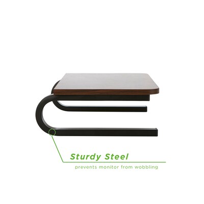 Mind Reader Wood Top Monitor Stand, Sturdy Laptop Riser, Desktop Stand, Desktop Monitor Stand Organizer, Brown (WOODMON-BRN)