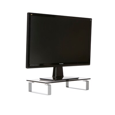 Mind Reader Glass Monitor Stand, Desktop Monitor Stand, Stand Riser for Computer, Laptop, Desk, Clea