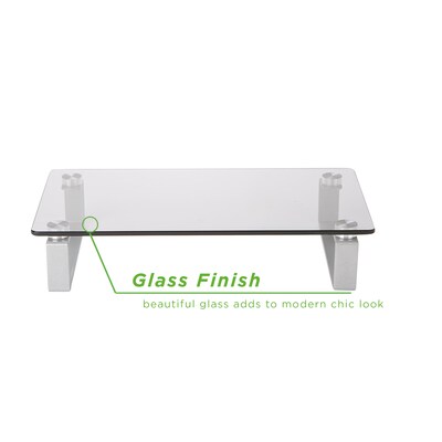 Mind Reader Glass Monitor Stand, Desktop Monitor Stand, Stand Riser for Computer, Laptop, Desk, Clear (GLASS-CLR)