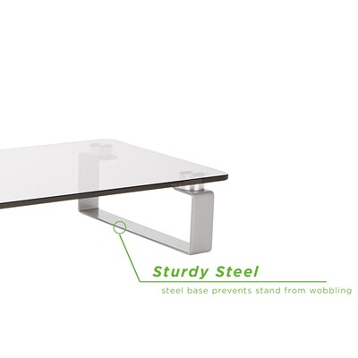 Mind Reader Glass Monitor Stand, Desktop Monitor Stand, Stand Riser for Computer, Laptop, Desk, Clear (GLASS-CLR)