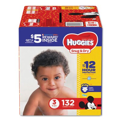 Snug and Dry  Diapers, Size 3, 16 lb to 28 lb, 132/Pack (43108)