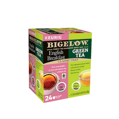 Bigelow Green Tea & English Breakfast Variety Pack, Keurig® K-Cup® Pods, 24/Box (611247383551)