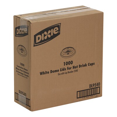 Dixie Dome Plastic Hot Cup Lids, 10 oz., White, 1000/Carton (DL9540)