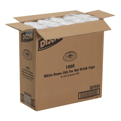 Dixie Dome Plastic Hot Cup Lids, 10 oz., White, 1000/Carton (DL9540)