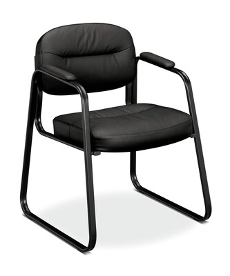 HON SofThread Faux Leather Guest Chair, Black (BSXVL653SB11)