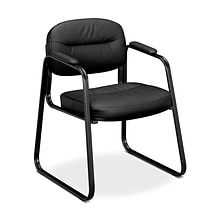 HON SofThread Faux Leather Guest Chair, Black (BSXVL653SB11)
