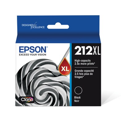 Epson T212XL Black/Cyan/Magenta/Yellow High Yield Ink Cartridges, 4/Pack