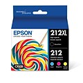 Epson T212 Black High Yield and Cyan/Magenta/Yellow Standard Yield Ink Cartridge, 4/Pack (T212XL-BCS