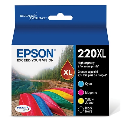 Epson T220XL Black/Cyan/Magenta/Yellow High Yield Ink Cartridge, 4/Pack (T220SL-XCS)