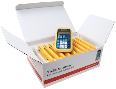 Texas Instruments Multiview TI-34 16-Digit Scientific Calculator, Yellow/Blue, Teacher 10 Pack