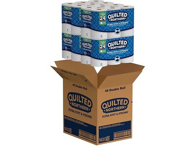 Quilted Northern Ultra Soft & Strong 2-Ply Standard Toilet Paper, White, 164 Sheets/Roll, 48 Rolls/Carton (94313)