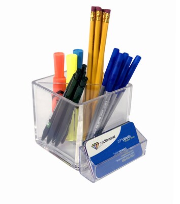 Azar 4 Cube Pencil Holder with Divider & Business Card Pocket, 2/Pack (556356)