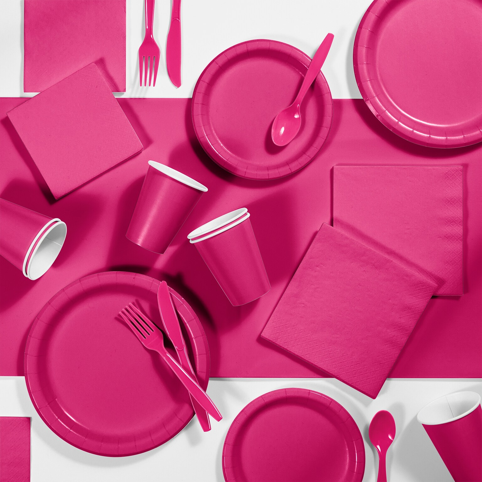 Creative Converting Touch of Color Tableware Party Kits, Hot Magenta, 245 Piece (DTC3277X2A)
