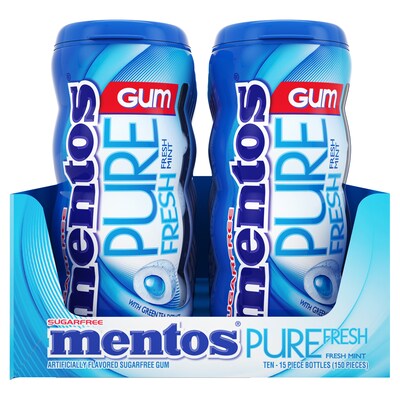 Mentos Pure Fresh Sugar Free Mint Gum, 10/Box (VAM1463620)