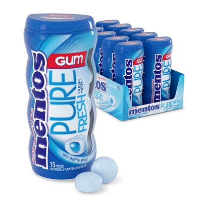 Mentos Pure Fresh Sugar Free Gum, Mint, 10/Box (VAM1463620)