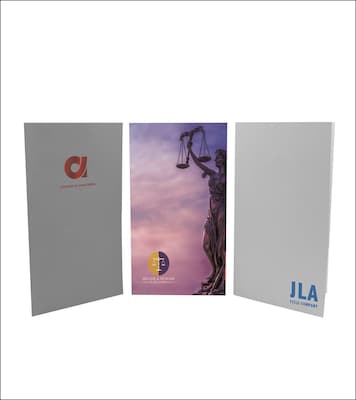 Custom Legal Two Pocket Presentation Folders, 9 x 14.5, Warm White Linen 80#, Full Color Printing,
